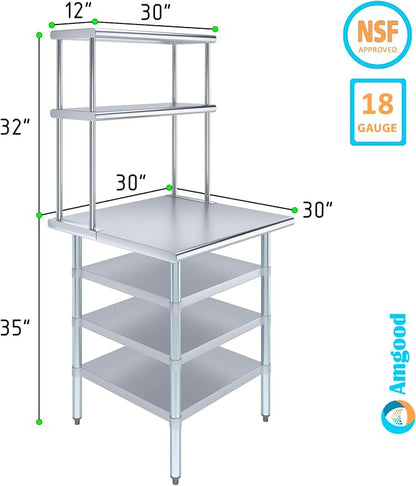 Amgood 30" x 30" Stainless Steel Work Table - Image 3