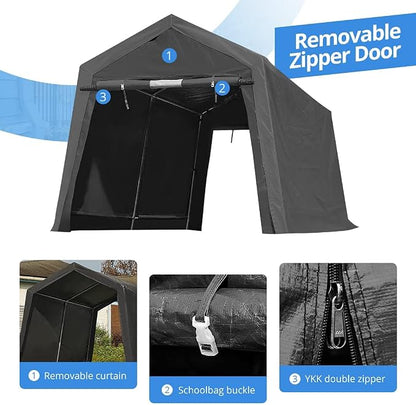 ADVANCE OUTDOOR 8X14 ft Steel Metal Peak Roof Portable Garage Shelter Storage - Image 3