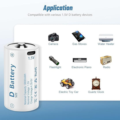 1.5V D Size Cell Battery for Flashlight Toys & floodlight, Lithium D Batteries - Image 2