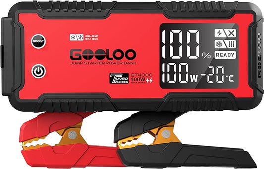 GOOLOO GT4000 Car Jump Starter 4000A 100W Fast-Charging 12V SuperSafe Portable by GOOLOO