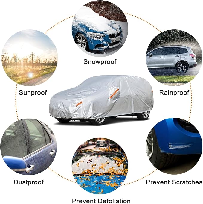 Kayme Car Covers for Automobiles Waterproof All Weather Sun Uv Rain Protection - Image 4