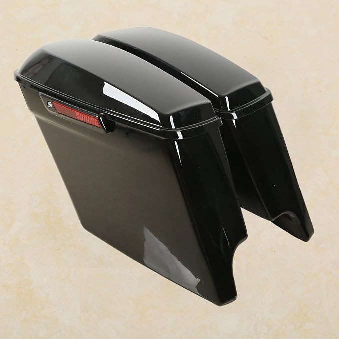 XFMT Vivid Black 5" Stretched Extended Saddlebags Hard Saddle Bags W/Black - Image 2