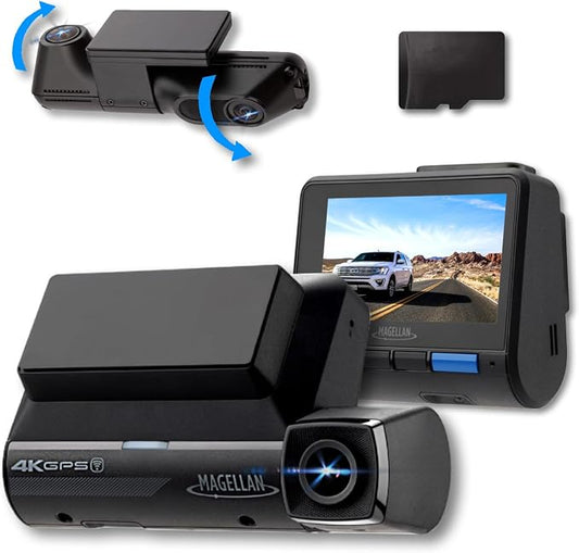 MAGELLAN 3 Channel 4K Dash Cam for Cars, 4K Front + 2K Wide Angle + 2K Rear by MagellanDashCamera