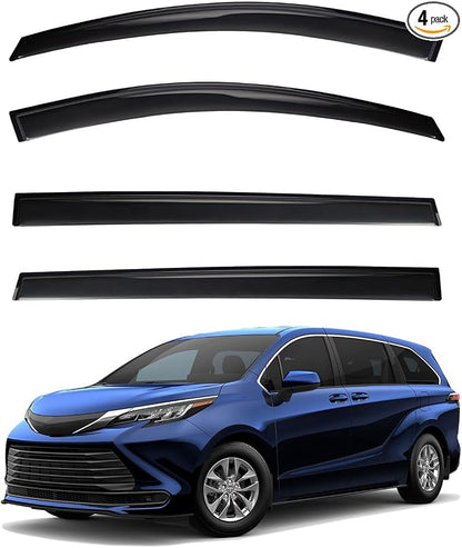 4pcs Front+Rear Smoke Tint Sun/Rain Guard Outside Mount Tape-On Vent Window by LQQDP
