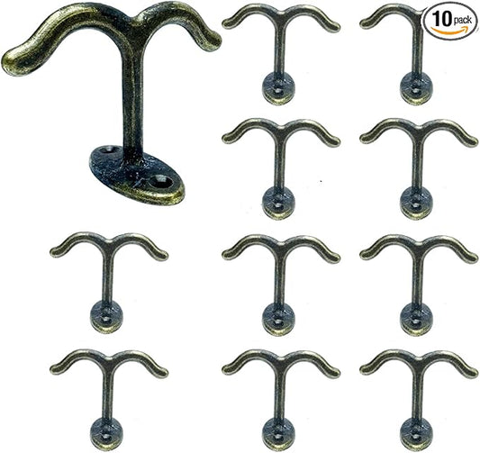 10 Pcs Zinc Alloy Ceiling Double Hook Cabinet Wardrobe Coat Towel Hat Hook by FanSiVoKe