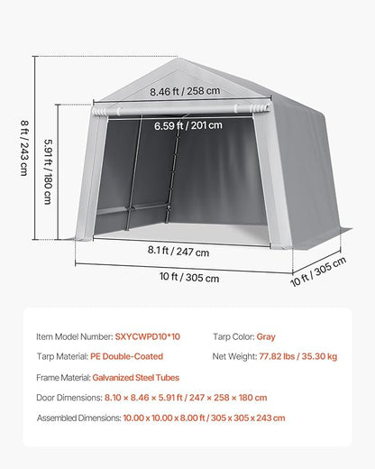 VEVOR Outdoor Storage Shed, 10 x 10 ft Portable Storage Tent - Image 7