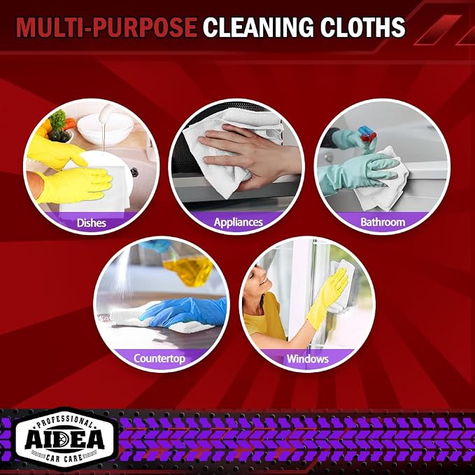 AIDEA Microfiber Cleaning Cloth White 50PK, Microfiber Towels - Image 7