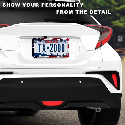 2Pack US Flag License Plate Frames- Heavy Duty Rustproof Flag License Plate Tag - Image 2