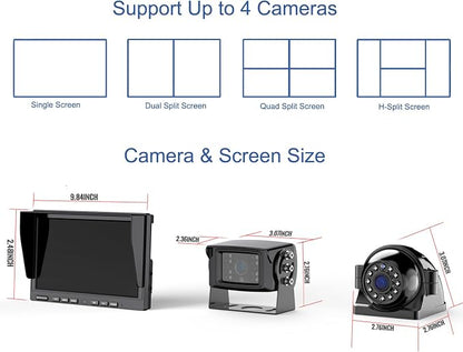 10'' 1080P Wireless Backup Camera System, 10 Inch DVR Quad Split Monitor - Image 9