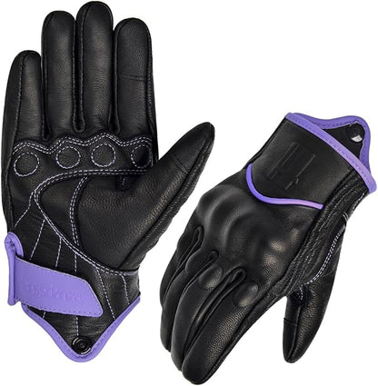 Harssidanzar Women's Motorcycle Gloves, Leather Motorcycle Gloves, Motorbike - Image 5