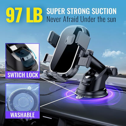 Upgraded 3-in-1 Phone Holders for Your Car, Heavy-Duty Car Phone Mount for - Image 3