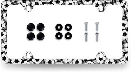 Soccer Ball License Plate Frame Football License Plate Holder Stainless Steel by RNKATIH