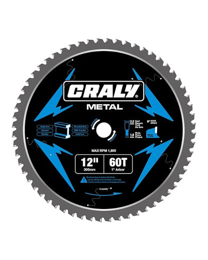 CRALY 12 Inch 60 Teeth Steel and Ferrous Metal Cutting Circular Saw Blade by CRALY