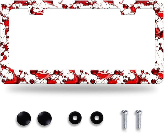 Scarry Blood Splattered License Plate Frame Halloween License Plate Stainless by GORSNKYE