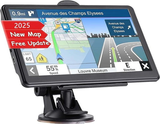 GPS Navigation for Car, Latest 2025 Map, 7 inch Touch Screen Real Voice Spoken by NAVRUF