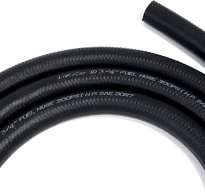 LokoCar Rubber Fuel Hose Line Push Lock 3/4" ID SAE 30R7 NBR 5ft 300PSI Black - Image 2
