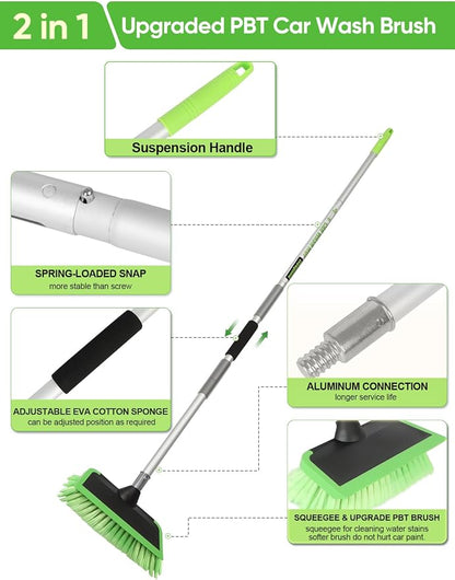 2 in 1 Car Wash Brush with Squeegee PBT Soft Bristle Truck Scrub Detail Brush - Image 5