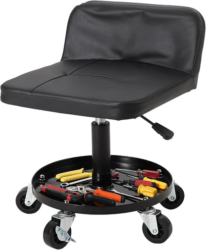 Garage Stool, 16”-21” Adjustable Rolling Mechanic Stool by Unknown