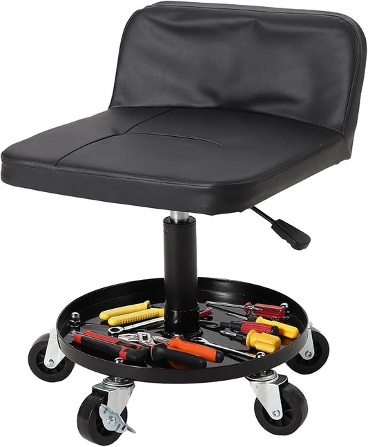 Garage Stool, 16”-21” Adjustable Rolling Mechanic Stool by Unknown