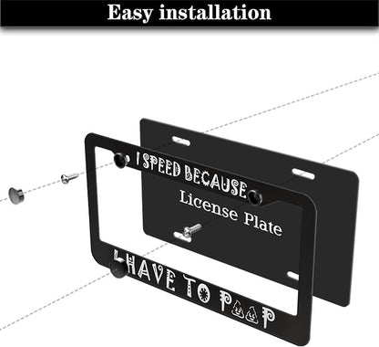 License Plate Frame Black and White Front License Plate Bracket I Speed Because - Image 7