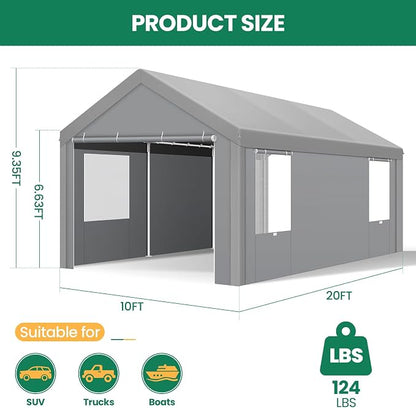 COBIZI Carports 10x20 Heavy Duty Car Canopy Garage - Image 6