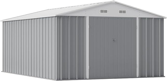 Greesum 10×14 FT Outdoor Storage Shed, Metal Storaged Sheds Without Floor by BuynowfromGreesum