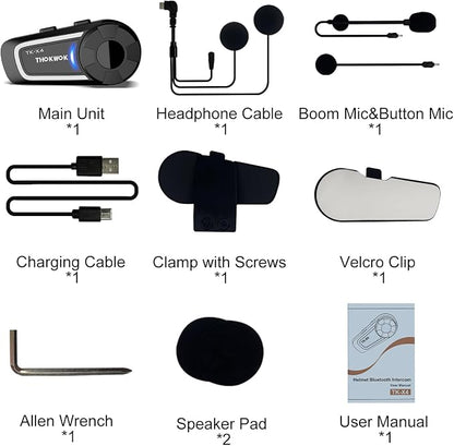TK-X4 Motorcycle Bluetooth Headset, 6 Riders 2000m Helmet Intercom - Image 7