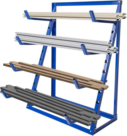 4 Tier Steel Horizontal Storage Rack, Heavy Duty Free Standing Bar Storage - Image 2
