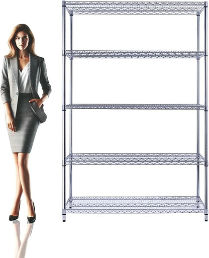 48"x24"x72" Chrome 5-Tier PREMIUM Wire Shelving NSF 4000 LBS MAX CAPACITY Heavy by UtilityBasics