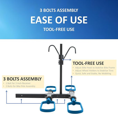 Trailer Hitch Bike Rack for Car 2 Bikes, E Bike Carrier Hitch Mount 2 Bike - Image 4
