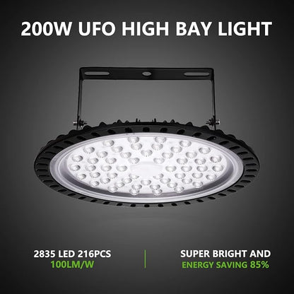 Viugreum 10 Pack 200W UFO LED High Bay Light, 20000LM 6500K Daylight White LED - Image 7