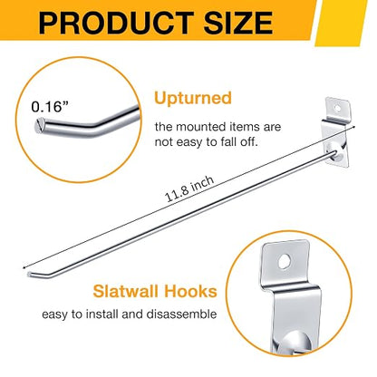 Moxweyeni 100 Pcs Heavy Duty Slatwall Panel Hooks Hanging Metal Slat Wall - Image 2