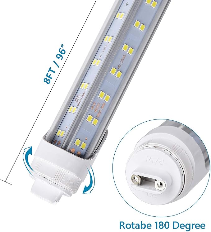 4 Pack, 120W 8ft R17D LED Tube Light, F96t12 HO 8 Foot Bulbs, 100-277V Input - Image 2