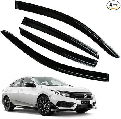 Rain Guards for Honda Civic 2016-2021 Sedan, Tape-on Side Window Deflectors by LETINGFAR