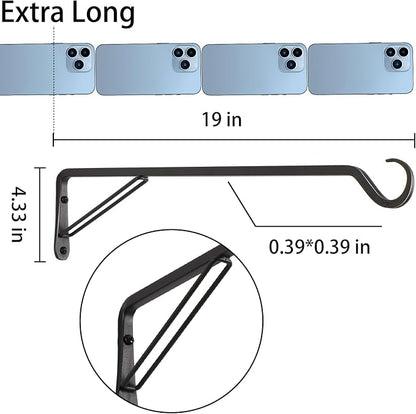 2 Pack Extra Long 19 Inch Heavy-Duty Rust-Resistant Solid Steel Plant Hangers - Image 2