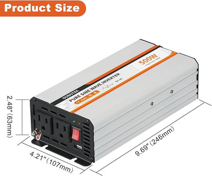 500W Power Inverter, DC 12V to 120V AC Converter - Image 5