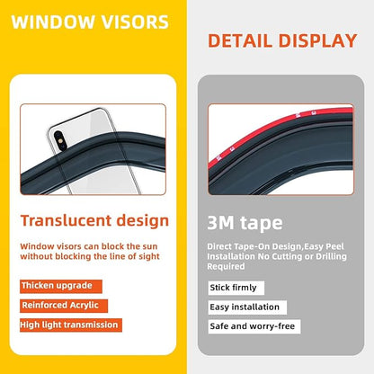 4 pcs Compatible with 2000-2004 Nissan Xterra Front+Rear Sun/Rain Guard Outside - Image 3