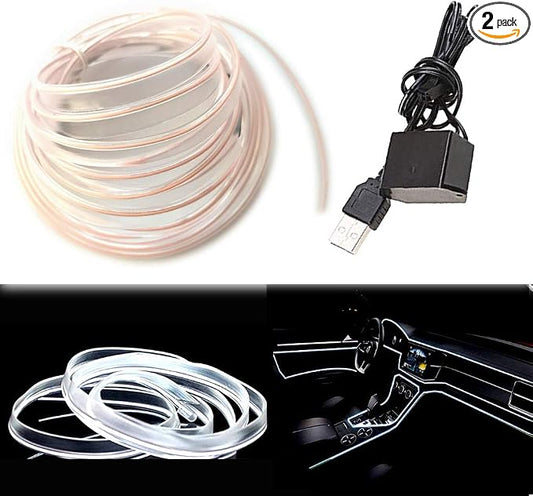 El Wire White Interior Car LED Strip Lights, 10M Neon Wire USB 5V by Maxlaxer