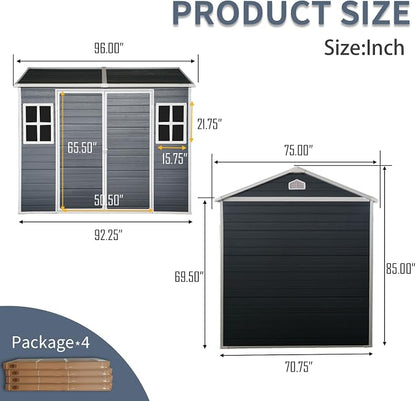 8x6 FT Outdoor Storage Resin Shed - Image 5