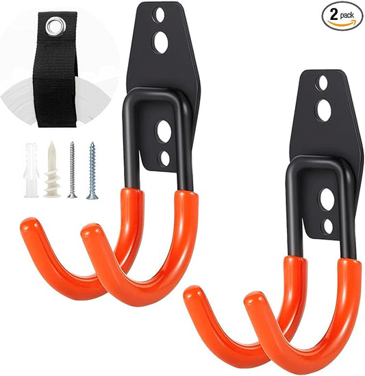 Heavy-Duty Garage Hooks -2 Pack Type U- Anti-Slip Coated Wall-Mounted Hooks by Unknown