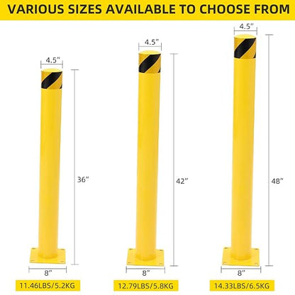 Safety Bollard 4 Packs, 42 Inch Height Steel Bollard Post - Image 7