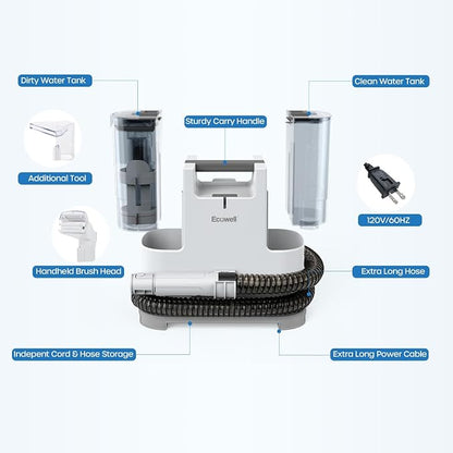 ECOWELL Portable Upholstery Carpet Cleaner, Wet Dry Deep Cleaning Sofa Carpet - Image 3