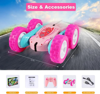 FREE TO FLY Rc Stunt Cars: Double Sided 360°Flip Rotating 4WD Race Car Toy - Image 6