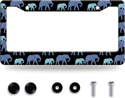 Elephant Family License Plate Frame Animal License Plate Stainless Steel Parts by GORSNKYE