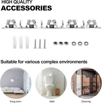 Mop and Broom Holder, 4 Positions 5 Hooks Heavy Duty Mop Hanger Wall Mounted - Image 3