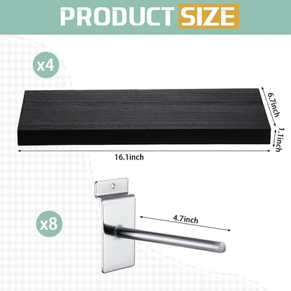 4 Pack Wooden Slatwall Shelf, 16.1" D x 6.7" W x 1.1" H Slatwall Shelves - Image 3