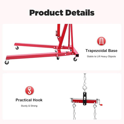 LOYALHEARTDY Engine Hoist with Lever, 2 Ton 4400 LBS Folding Cherry Picker Shop - Image 7