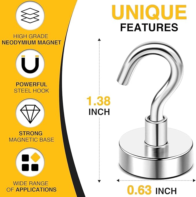 DIYMAG Magnetic Hooks, 30lbs+ Magnet Hook 2025 Cruise Cabin Ship Essentials - Image 5