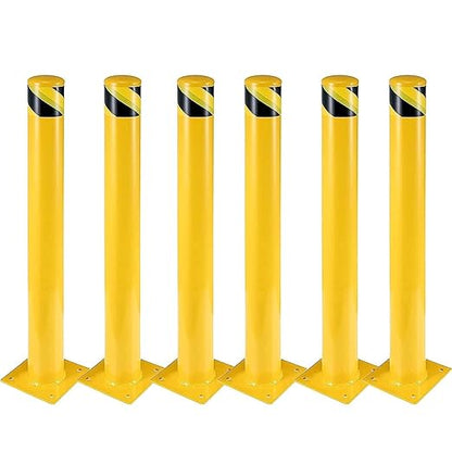 Safety Bollard 6 Packs, 36 Inch High Heavy-Duty Yellow Safety Bollard Steel by Towallmark