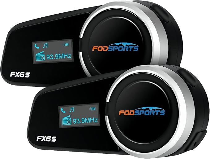 Fodsports FX6S Bluetooth Motorcycle Headset, 6-Way Motorbike Intercom Bluetooth by FODSPORTS